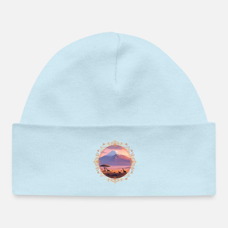 Paysage du Kilimandjaro - Bonnet bébé bio - bleu poudré