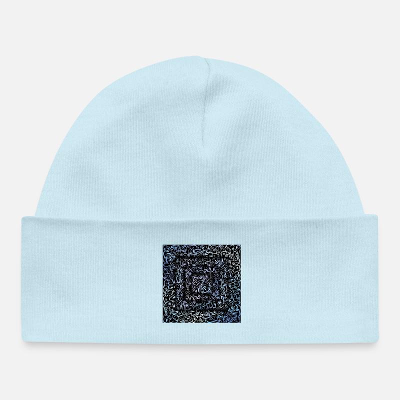 Calligraphie arabe carré bleu - Bonnet bébé bio - bleu poudré