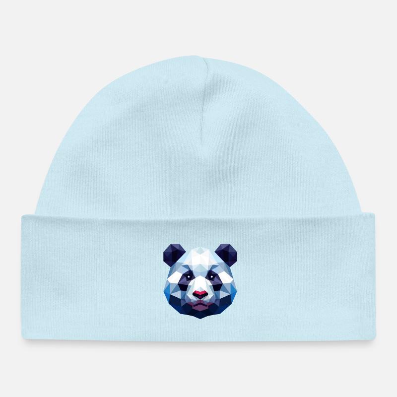 Panda Lowpoly - Bonnet bébé bio - bleu poudré