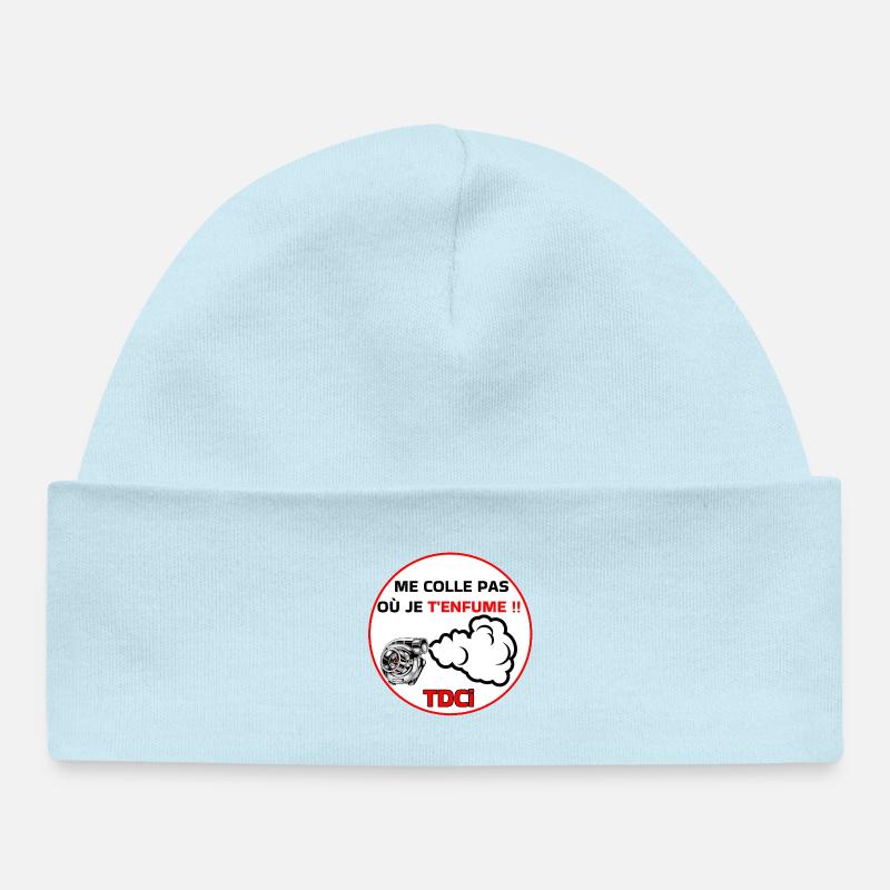 Me colle pas j'enfume  - Bonnet bébé bio - bleu poudré