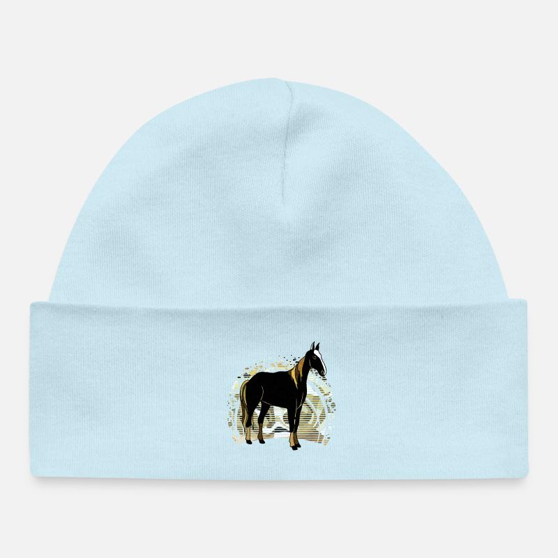 Cheval - Bonnet bébé bio - bleu poudré