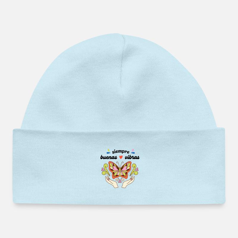 Toujours - bonnes - vibrations - Bonnet bébé bio - bleu poudré