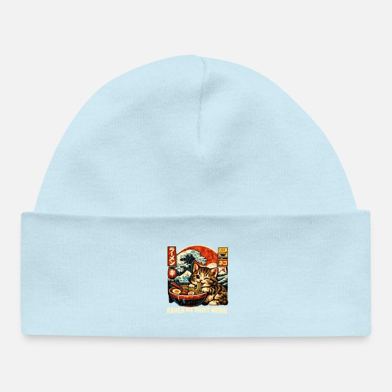 Ramen Cat Kanagawa - Bonnet bébé bio - bleu poudré