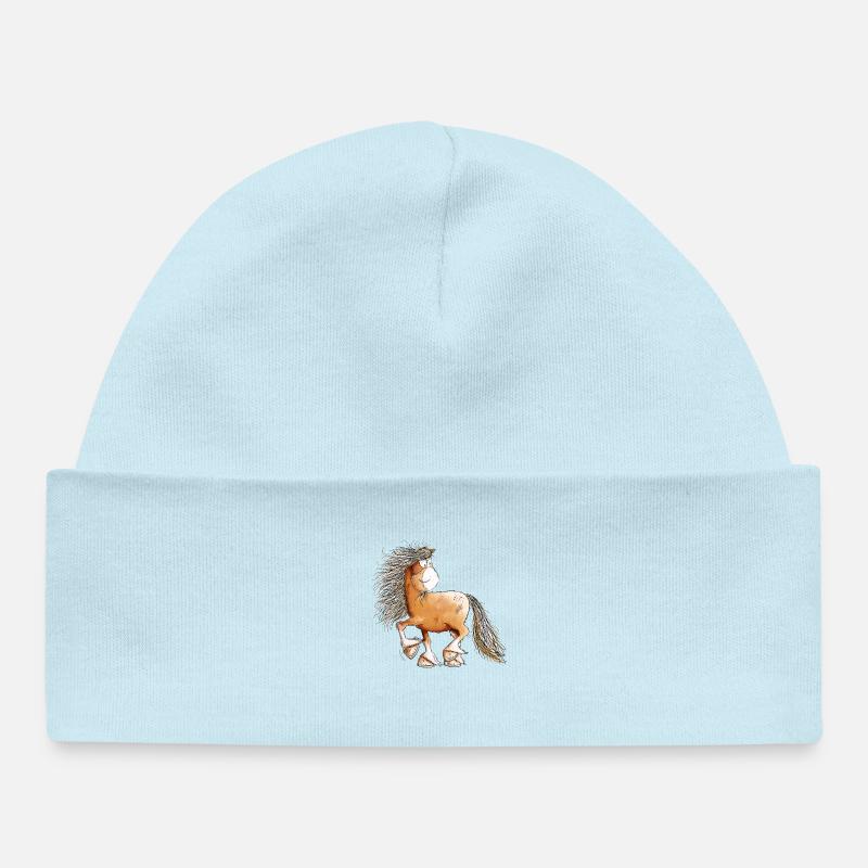 Drôle de cheval I Motif de cheval Amusant - Bonnet bébé bio - bleu poudré
