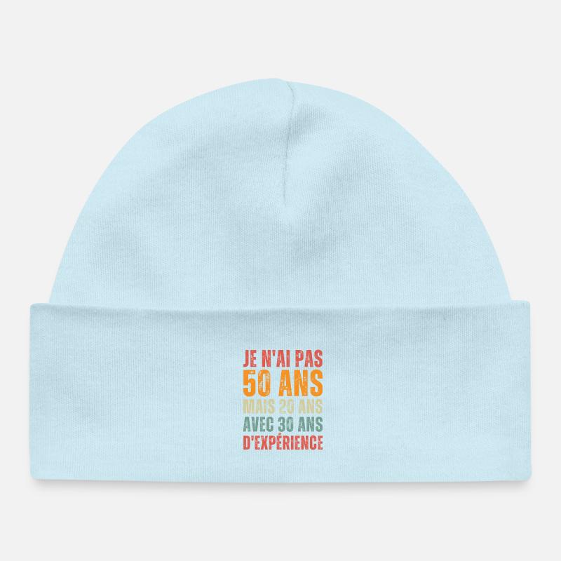 Idée cadeau pour 50 ans anniversaire - Bonnet bébé bio - bleu poudré