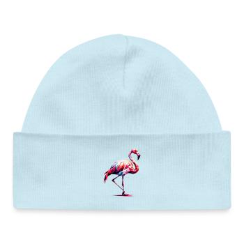 Flamant rose polygonal - Bonnet bébé bio - bleu poudré - Devant