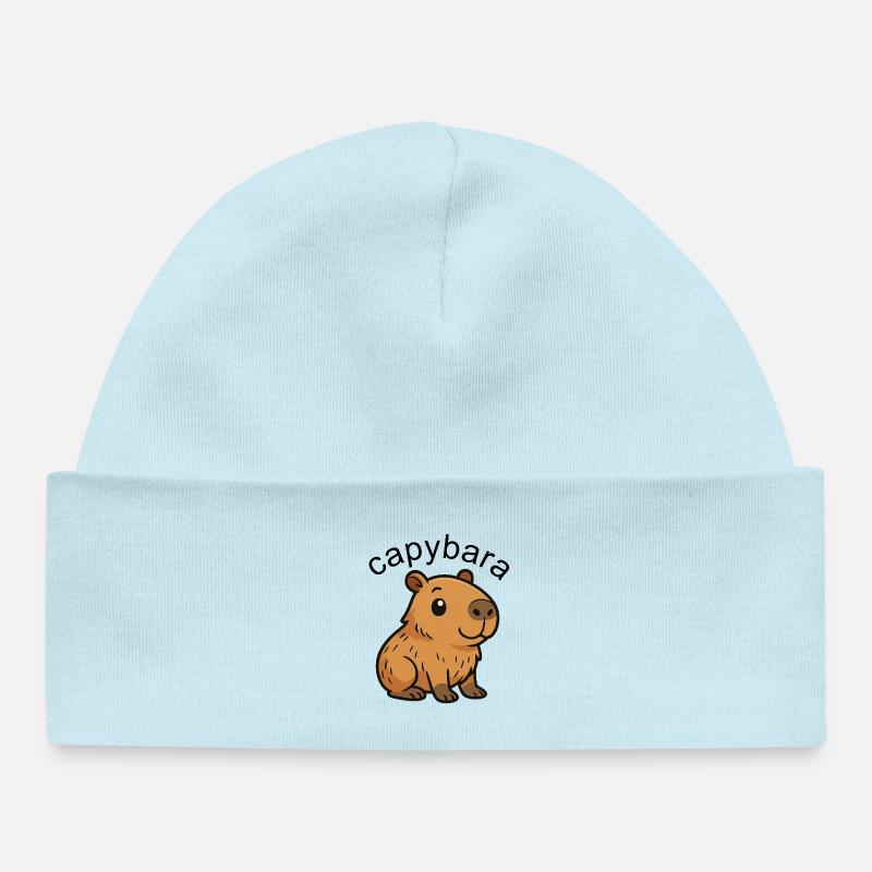 Mignon Dessin Animé Capybara, mignon et cool - Bonnet bébé bio - bleu poudré