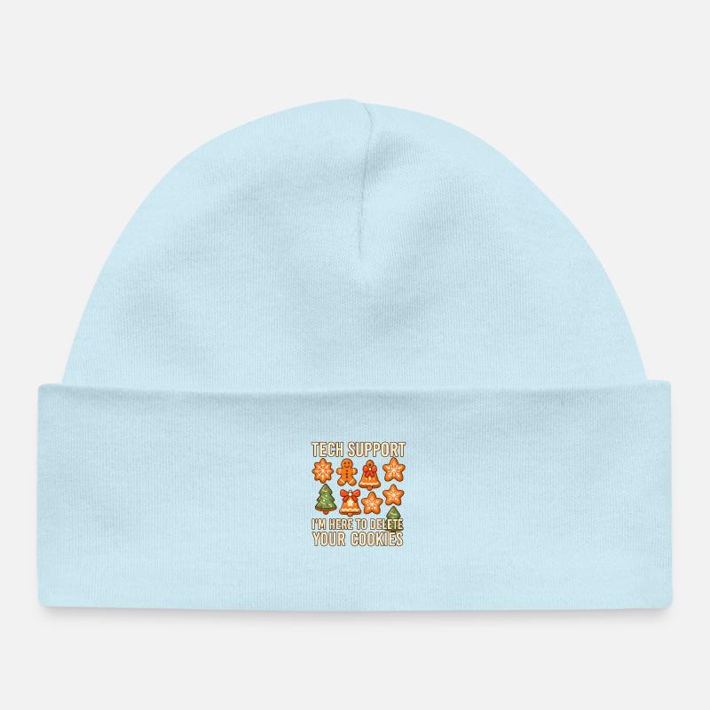 Support technique Cookies Humour Illustration - Bonnet bébé bio - bleu poudré