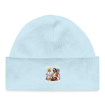 Je ne me mets à genoux que pour Jésus inportable - Bonnet bébé bio - bleu poudré - Devant