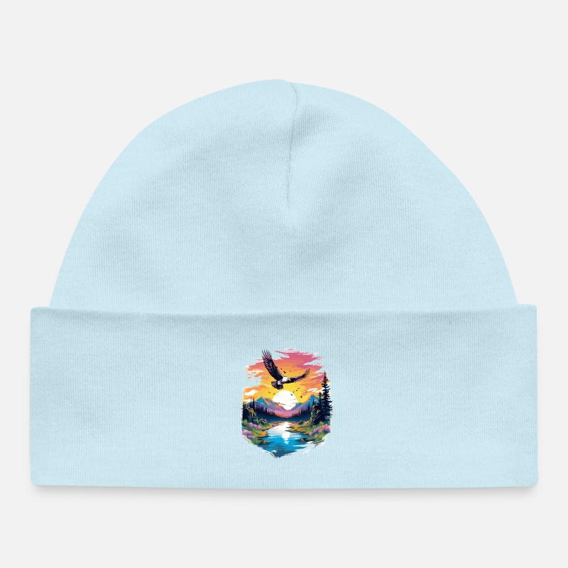 Faucon du coucher de soleil sur la nature sauvage - Bonnet bébé bio - bleu poudré