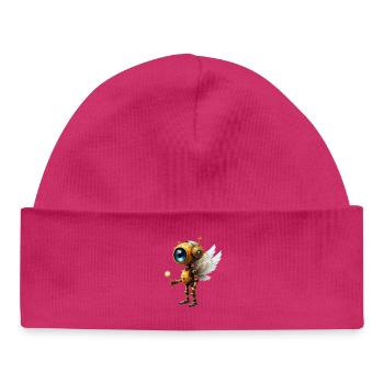 Robot ailé steampunk - Bonnet bébé bio - hot pink - Devant