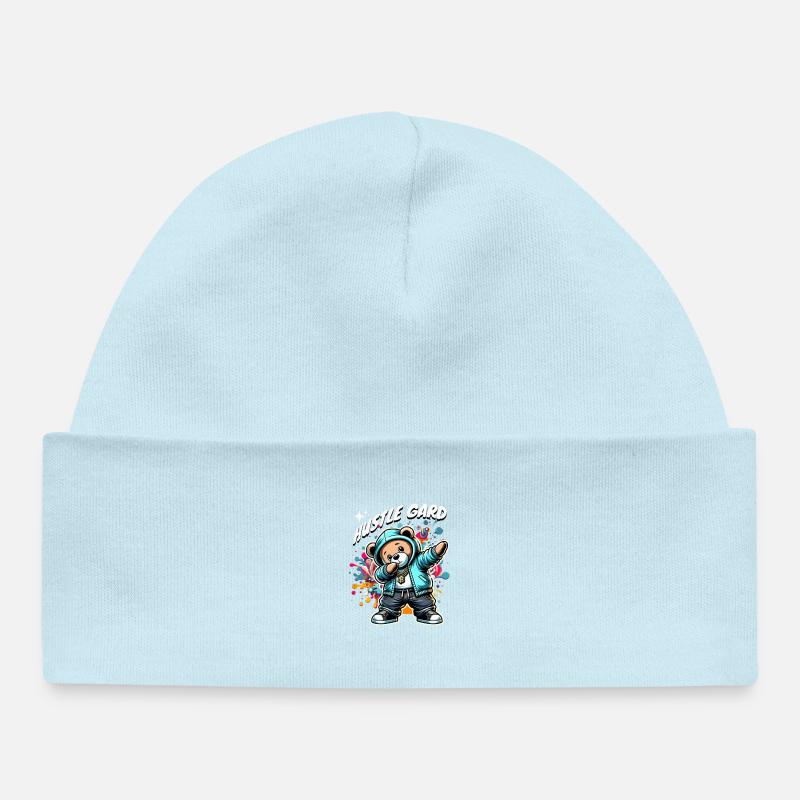 Sweat à capuche graffiti Urban Bear Hustle - Bonnet bébé bio - bleu poudré