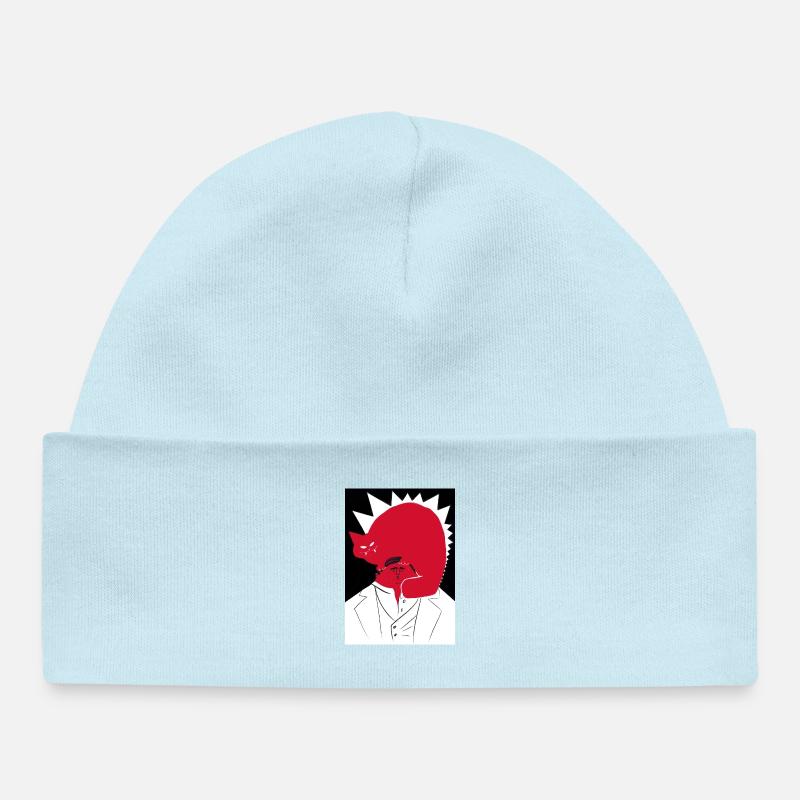 Chat fou - Bonnet bébé bio - bleu poudré