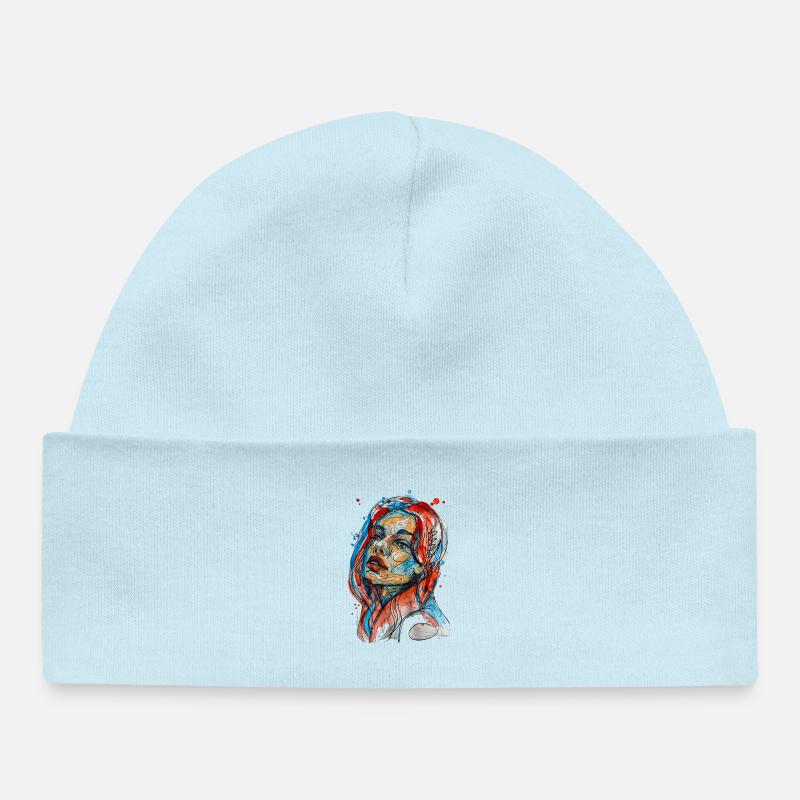 Jasmin illustration aquarelle carographique - Bonnet bébé bio - bleu poudré