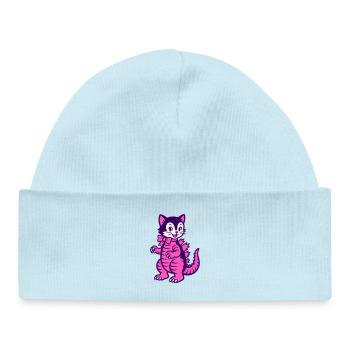 Monster Cat - Baby Organic Mütze - Puderblau - Vorne