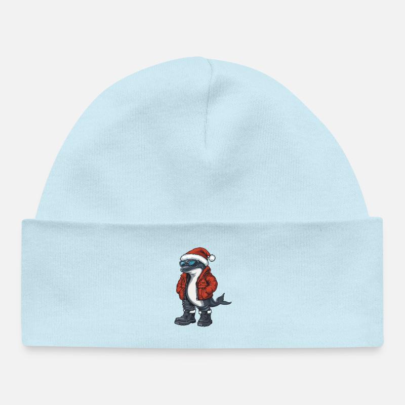 Noël Hiver des Dauphins - Bonnet bébé bio - bleu poudré