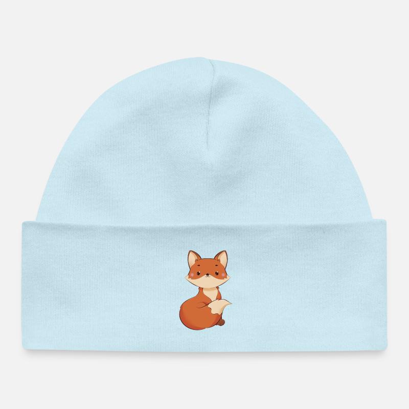 Renard - Bonnet bébé bio - bleu poudré