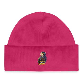 No Time for Stress – Gamer Raccoon - Baby Organic Beanie - hot pink - Front