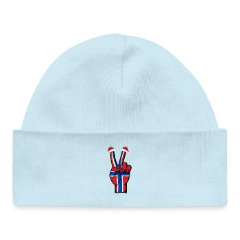 Norway Flag Christmas Peace Symbol - Baby Organic Beanie - powder blue - Front
