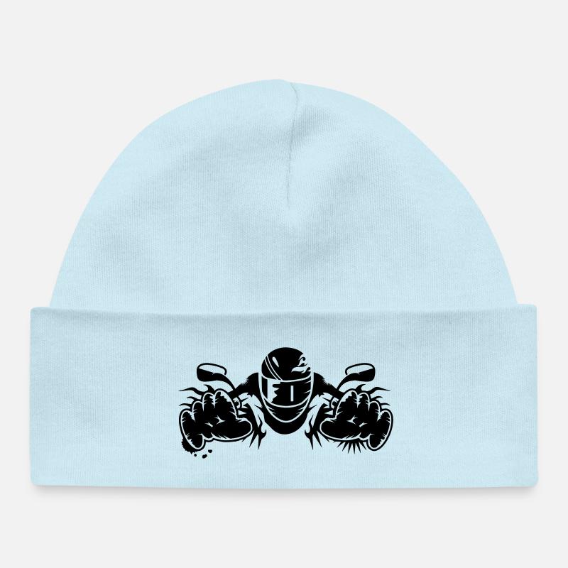 conduire une moto - Bonnet bébé bio - bleu poudré