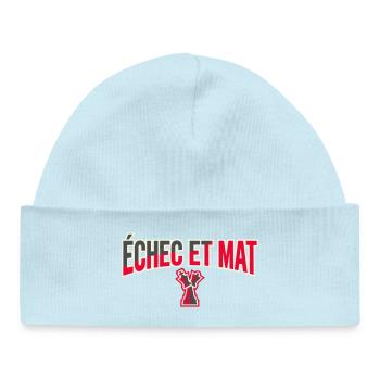 Logo Échec et Mat Rouge Roi Noir en Difficulté - Bonnet bébé bio - bleu poudré - Devant