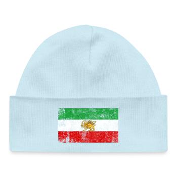 Iran alte Fahne Grunge Retro VIntage - Baby Organic Mütze - Puderblau - Vorne