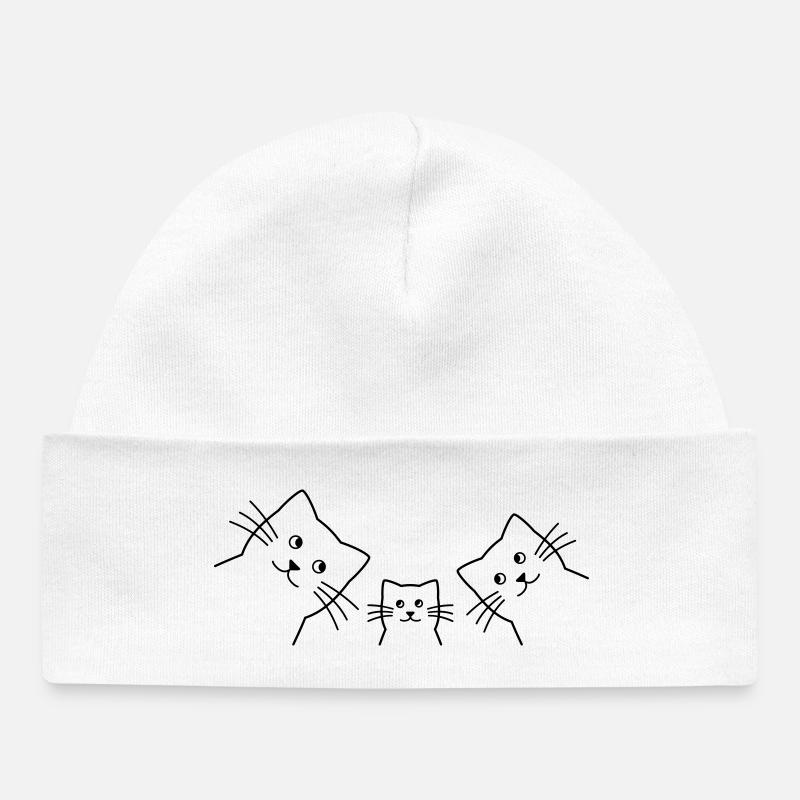 Chats de la famille des chats - Bonnet bébé bio - blanc