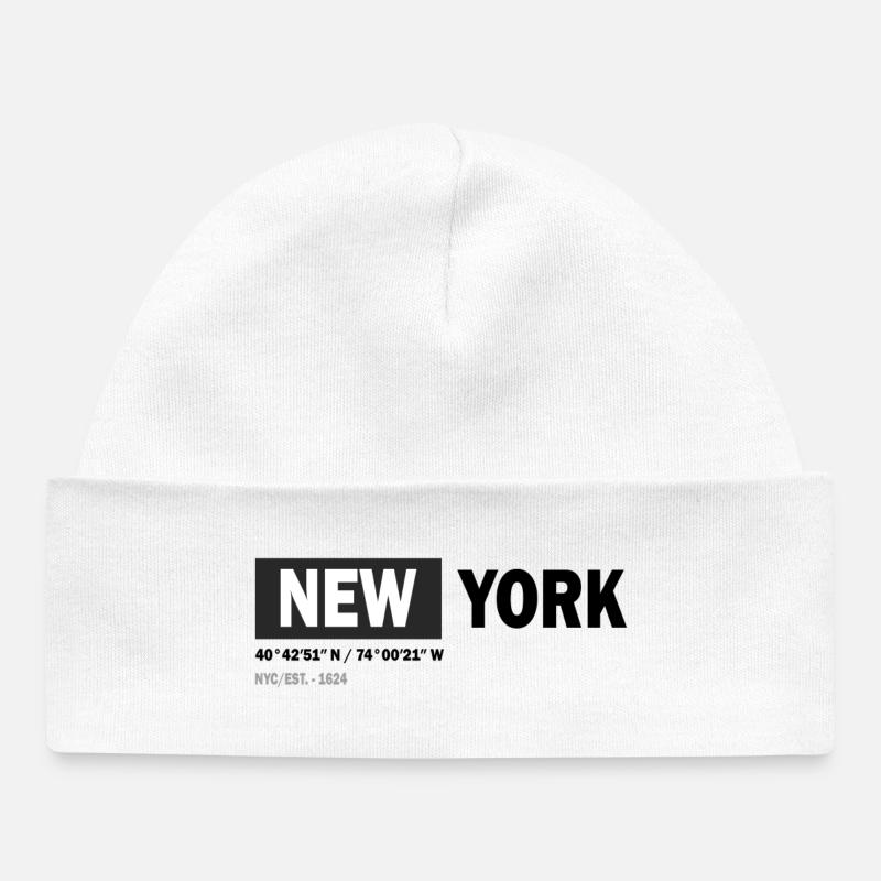 NEW YORK - Coordonnées - Bonnet bébé bio - blanc