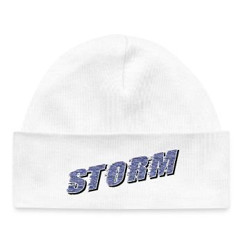 STORM Claim | Storm lettering - Baby Organic Beanie - white - Front