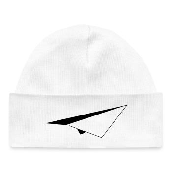 Avion en papier minimaliste - Bonnet bébé bio - blanc - Devant