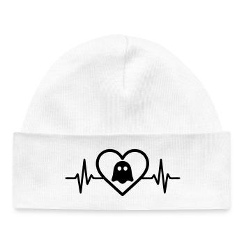 Heart Halloween Ghost - Baby Organic Beanie - white - Front