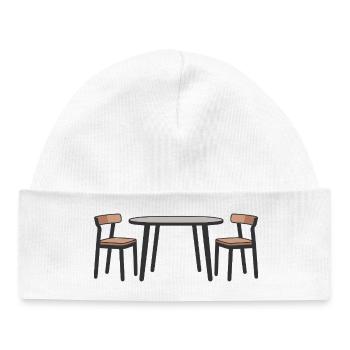 Contemporary Dining Set Illustration - Baby Organic Beanie - white - Front