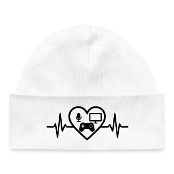 Streaming Gamer Heart Micro Screen Controller - Baby Organic Beanie - white - Front