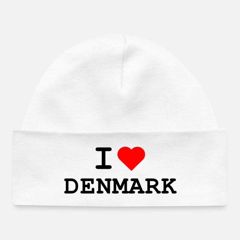 J’aime le Danemark - Dänemark - Bonnet bébé bio - blanc