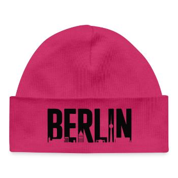 Berliner Skyline-Silhouette - Baby Organic Mütze - hot Pink - Vorne