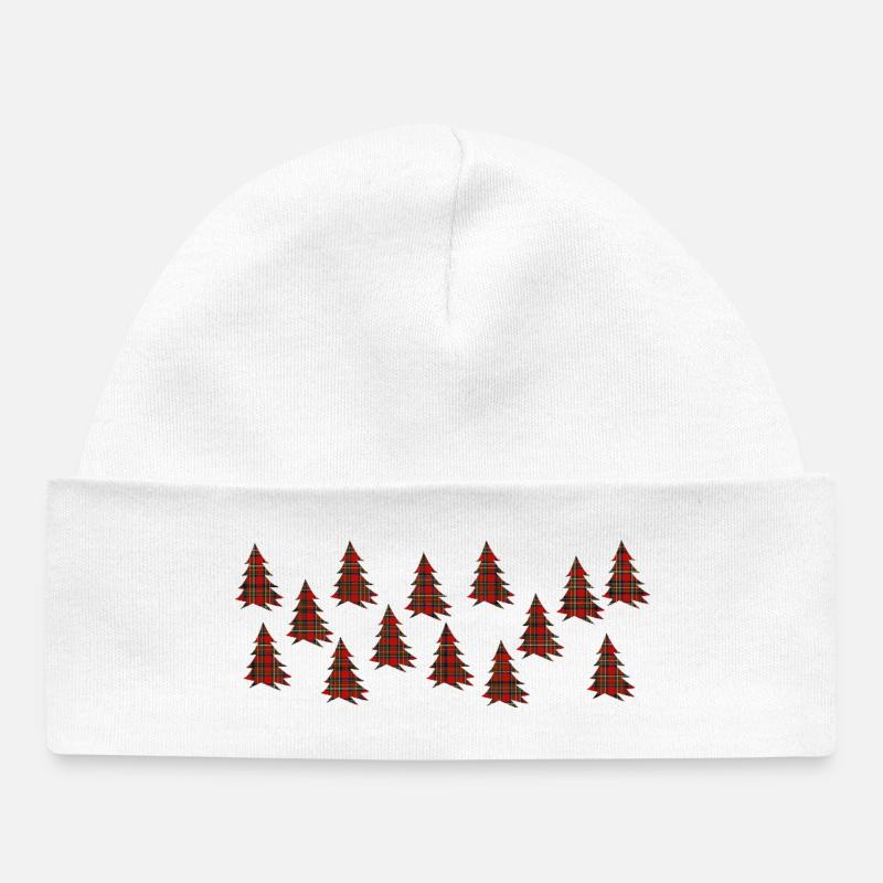 Arbres en tartan - Bonnet bébé bio - blanc
