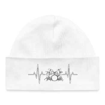 Herzschlag Drumset Silhouette Drummer Heartbeat - Baby Organic Beanie - white - Front