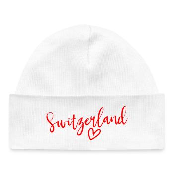 Cœur Suisse Femmes Amour Suisse - Bonnet bébé bio - blanc - Devant