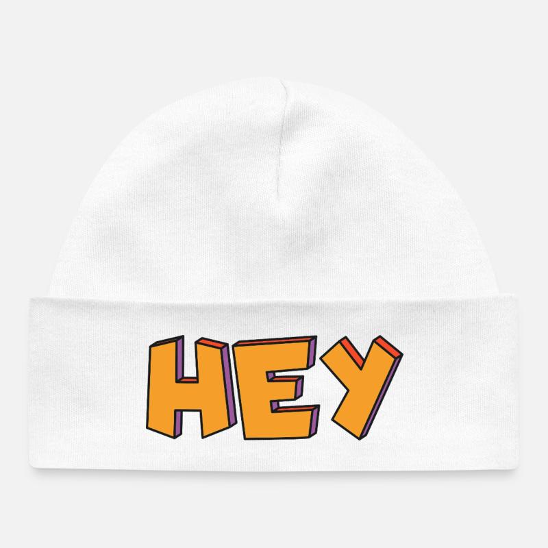 Salut le rétro 3D en orange - Bonnet bébé bio - blanc