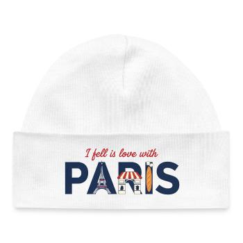 Paris Love – Tour Eiffel & Design de baguettes - Bonnet bébé bio - blanc - Devant