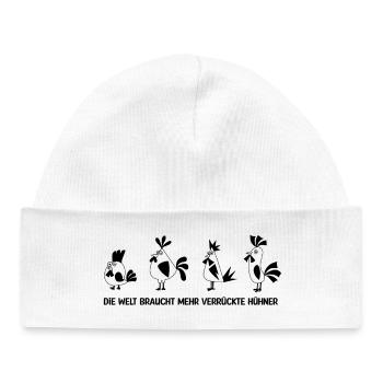 Fans de poulet - Coq - Coq - Poulet fleur - Bio - Bonnet bébé bio - blanc - Devant