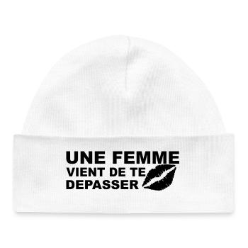 Attention : tu viens de te faire doubler  - Bonnet bébé bio - blanc - Devant