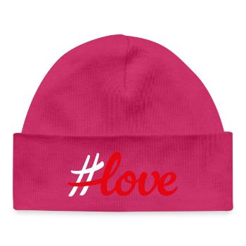 Hashtag Red Love Love Handwriting Minimalist - Baby Organic Beanie - white - Front