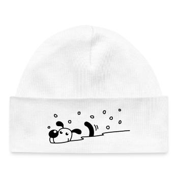 Un chien mignon dans la neige - Bonnet bébé bio - blanc - Devant