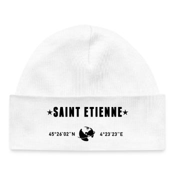 Saint Etienne France Coordonnées Globe - Bonnet bébé bio - blanc - Devant