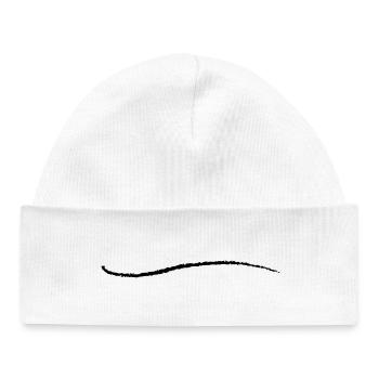 En ligne art coup de pinceau Tiret Fissure - Bonnet bébé bio - blanc - Devant