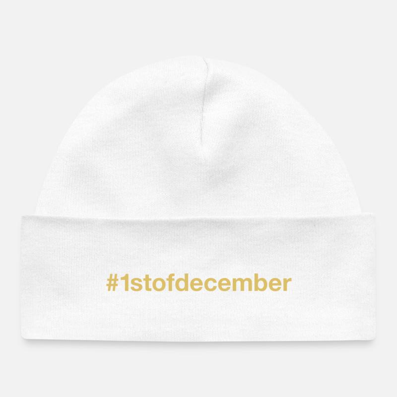 né le 1er décembre anniversaire anniversaire - Bonnet bébé bio - blanc