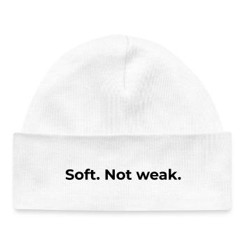 Citation Renforcée | Doux, pas faible. - Bonnet bébé bio - blanc - Devant