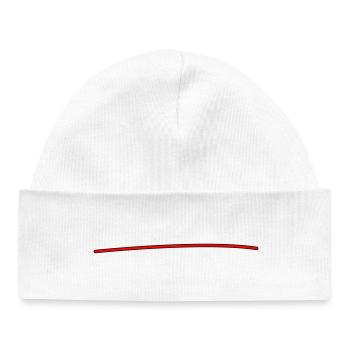 Ligne rouge minimaliste – Déclaration moderne de - Bonnet bébé bio - blanc - Devant