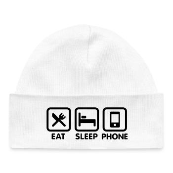 manger dormir téléphone - Bonnet bébé bio - blanc - Devant